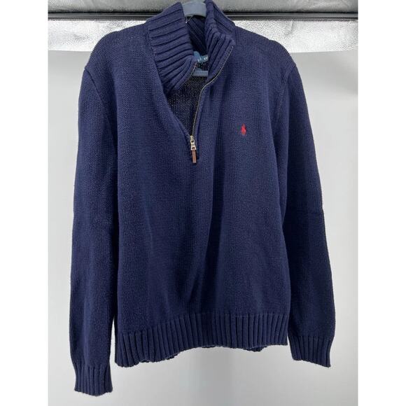 Ralph Lauren Men’s 2XL Navy Blue Half Zip Pullover Sweater 100% Cotton - Picture 1 of 5